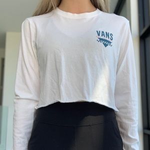 Vans white cropped long sleeve ❥